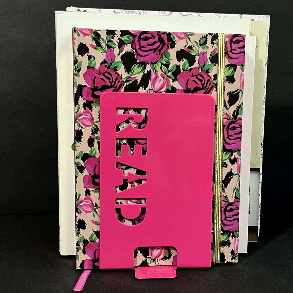 Metal READ Bookends Set of 2 Hot Pink Retro Cutout Design NWT - Picture 3 of 15